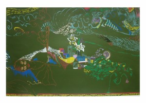 7- Caminho de colinas e mares - Acrílica sobre serigrafia sobre papel - 29x42cm