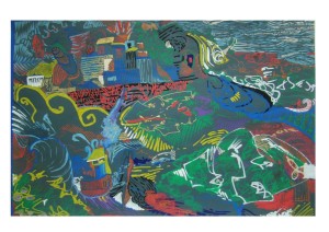 9- Mar agitado - Acrílica sobre Serigrafia Sobre Papel - 29x42cm